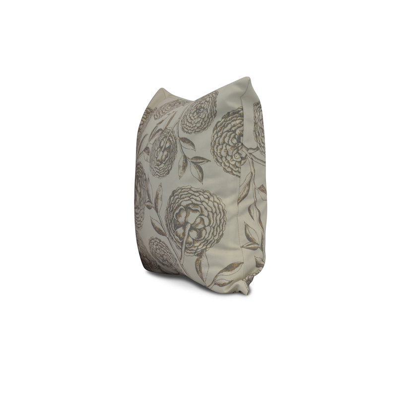 Botanical Blooms Blooms Antique Flower Square Pillow Cover and Insert, Taupe, 16" H x 16" W