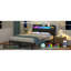 Structure de lit grand noir en métal avec dossier ergonomique - tête de lit adoucissante, ensemble d'éclairage à DEL, solutions de relaxation et de rangement