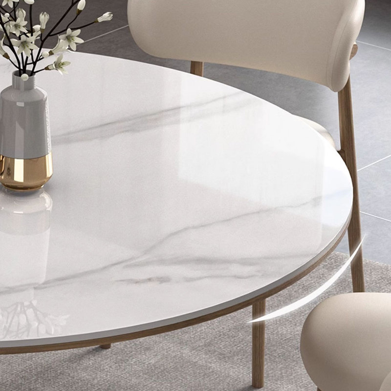European minimalist round dining table set, 29.5"H x 53.1"L x 53.1"W