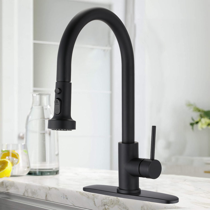 ESHOO Pull Down Kitchen Faucet, Matte Black