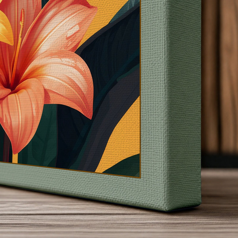 Tropical Blooms Botanical - Wrapped Canvas, 24x16 - 61.0 x 40.6 cm, Sage Border