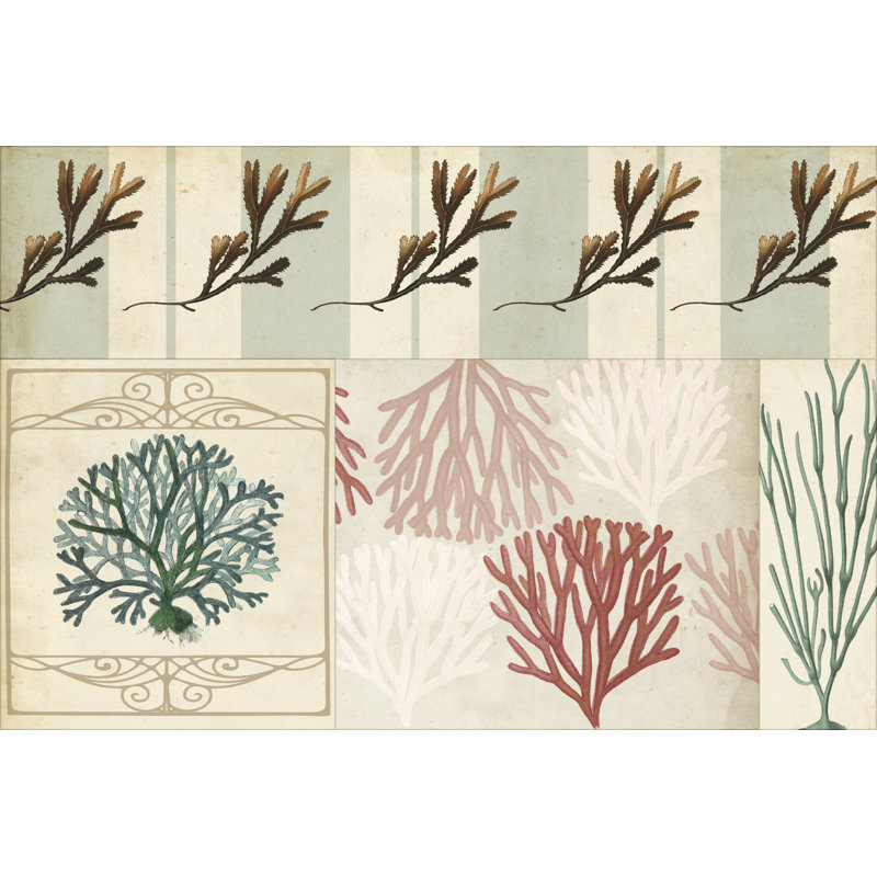 Coastal Patternbook I - Painting on Canvas, 81cm H x 122cm W, Black Floater Framed