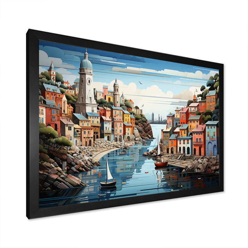 Coastal Minimalisme Harbor Hues I - impression, H 34 po x l 44 po x P 1,5 po, Cadre simple noir
