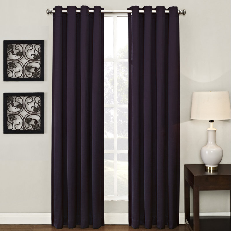 Ashton Room Darkening Curtain Single Panel, 50" W x 108" L, Plum
