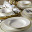 Ensemble de vaisselle élégant 24 pièces, blanc et doré, 6 assiettes de service (8,7 x 8,7 x 0,8 po), 6 assiettes (7,9 x 7,9 x 1,6 po), 6 bols (5,5 x 5,5 x 2,0 po), 6 assiettes à dessert ( 7,1 x 7,1 x 0,8 po) | 100% porcelaine, parfait pour les repas 