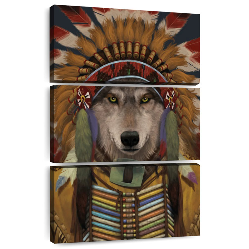 Brampt Wolf Spirit Chief, H 45 po x l 28 po