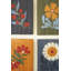  Ensemble de 4 panneaux d'art mural floraux peints à la main - bois recyclé - 16 po de hauteur