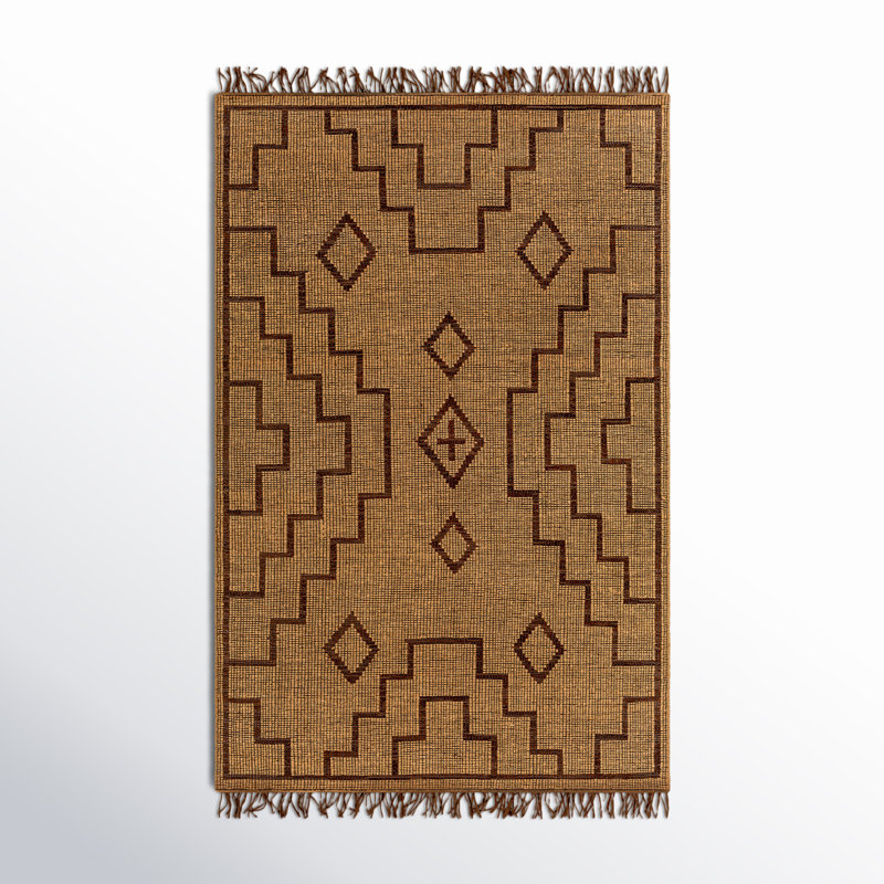 Alfi Southwestern Flatweave Area Rug in Brown/Camel, Rectangle 8' x 10'