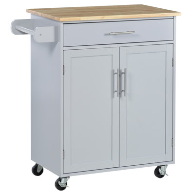 HOMCOM Kitchen Island Cart Rolling Trolley Cart With Drawer