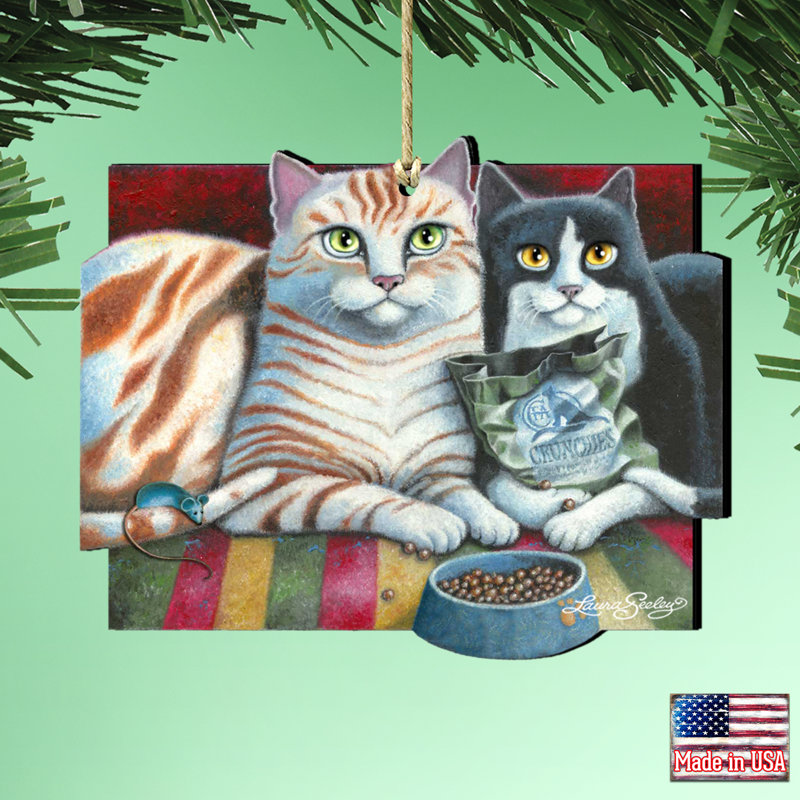 Ornement en bois pour chat dîner’n movie