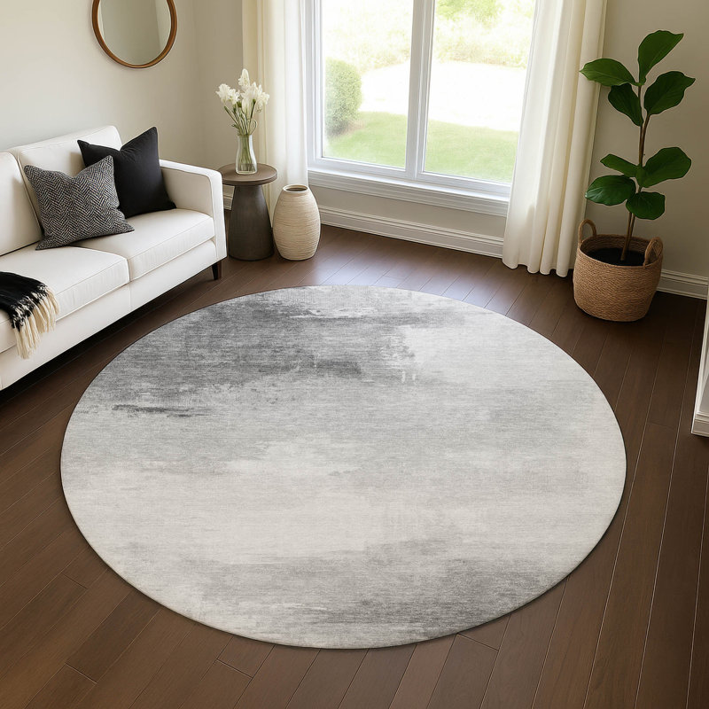 Premium Machine Washable Garett AMF1672 Abstract Rug, Round 8'