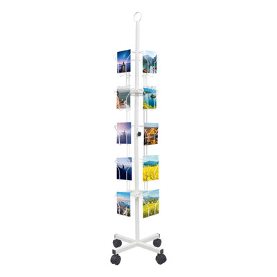 5 Tier Rotating Greeting Card Rack 20‑pocket Spinning Display Stand Floor‑standing Pocket Rotating Holder for Retail Shop