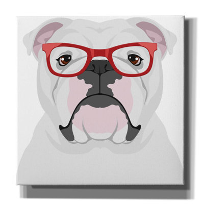 «English Bulldog Porter Hipster Glasses» par Furbaby Affiliates, art mural sur toile