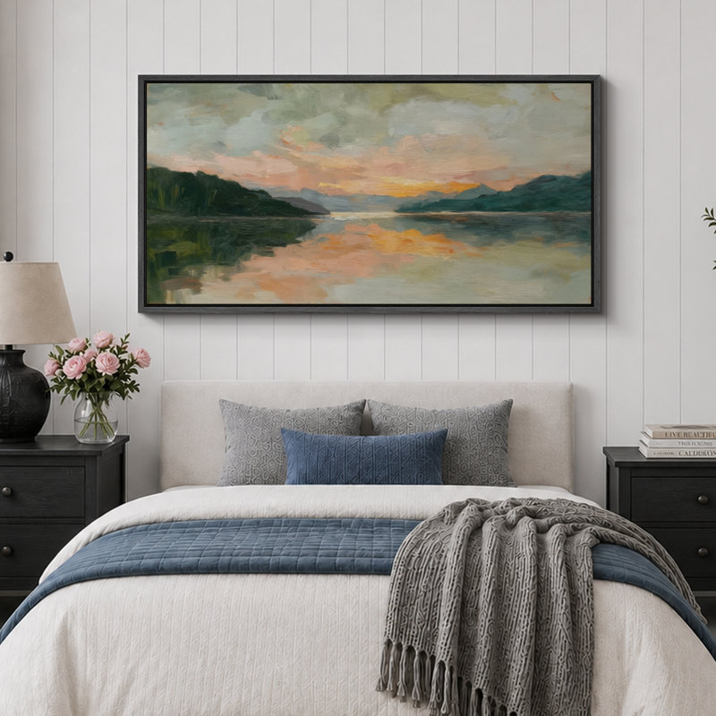 Grande impression sur toile encadrée, impression de paysage abstrait pour la décoration intérieure moderne, Noir
