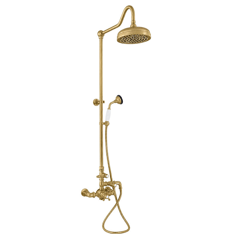 Exposed Thermostatic Shower and Handheld by Strom Living, Unlacquered Raw Brass