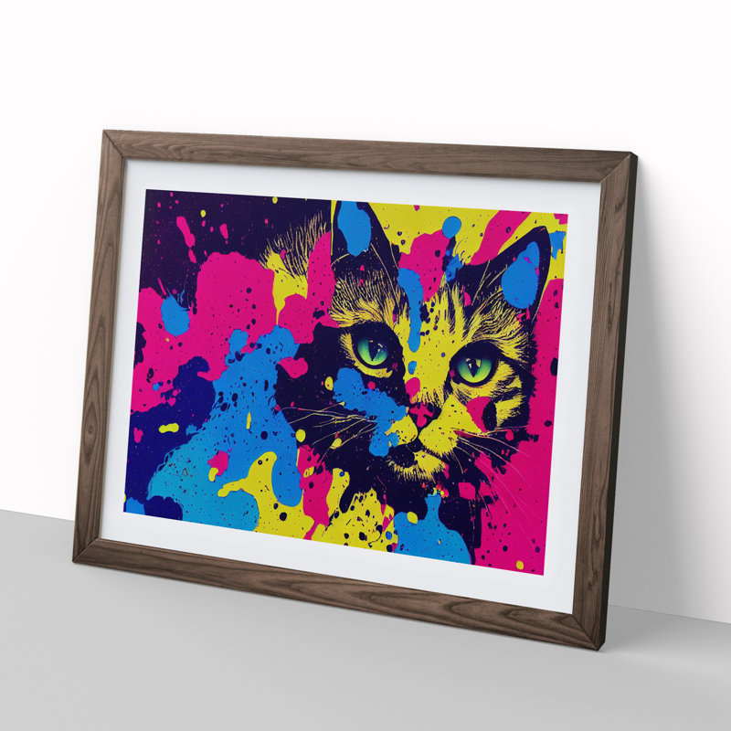 Cat Splashed Vol.2 Abstract - Framed Print, 25cm H x 34cm W x 2cm D, Walnut