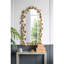 Miroir mural pleine longueur arqué avec des accents de feuille d'or, miroir décoratif pour la chambre à coucher de salon