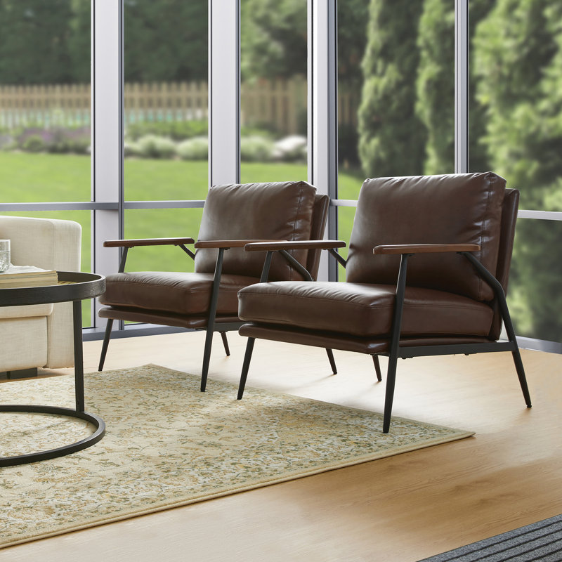 Avers Faux Leather Armchair, Coffee Faux Leather