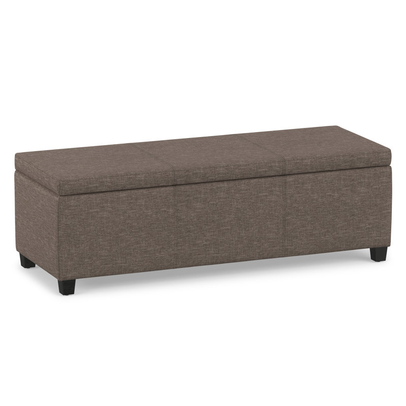 Avalon 48"W Upholstered Linen Look Fabric Contemporary Rectangular Lift-Top Storage Ottoman Bench with High-Density Foam