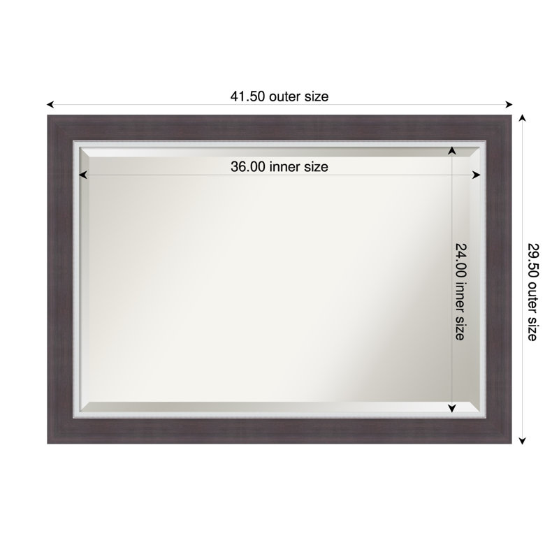 Ellie Beveled Framed Wall Mirror, 29.5" x 41.5", Brown Silver