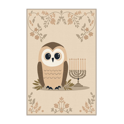 Soft Plush Fessler Hanukkah Modern & Contemporary Abstract Area Rug in Beige – Beige Binding