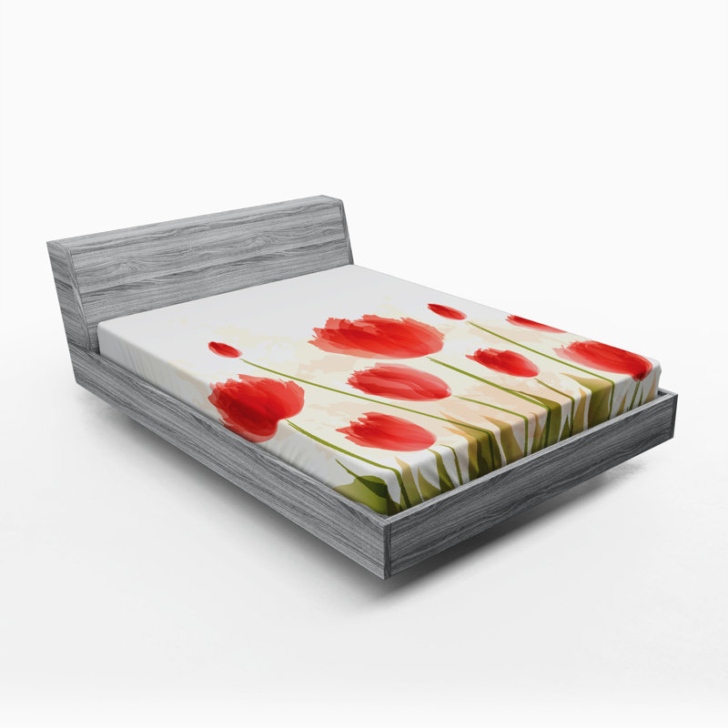 Microfiber Floral Fitted Sheet, Full Fitted Sheet