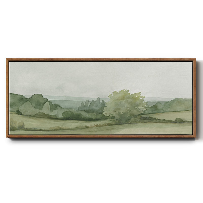 «Vintage Landscape S Croquis II», reproduction sur toile encadrée, Toile encadrée noyer flottant