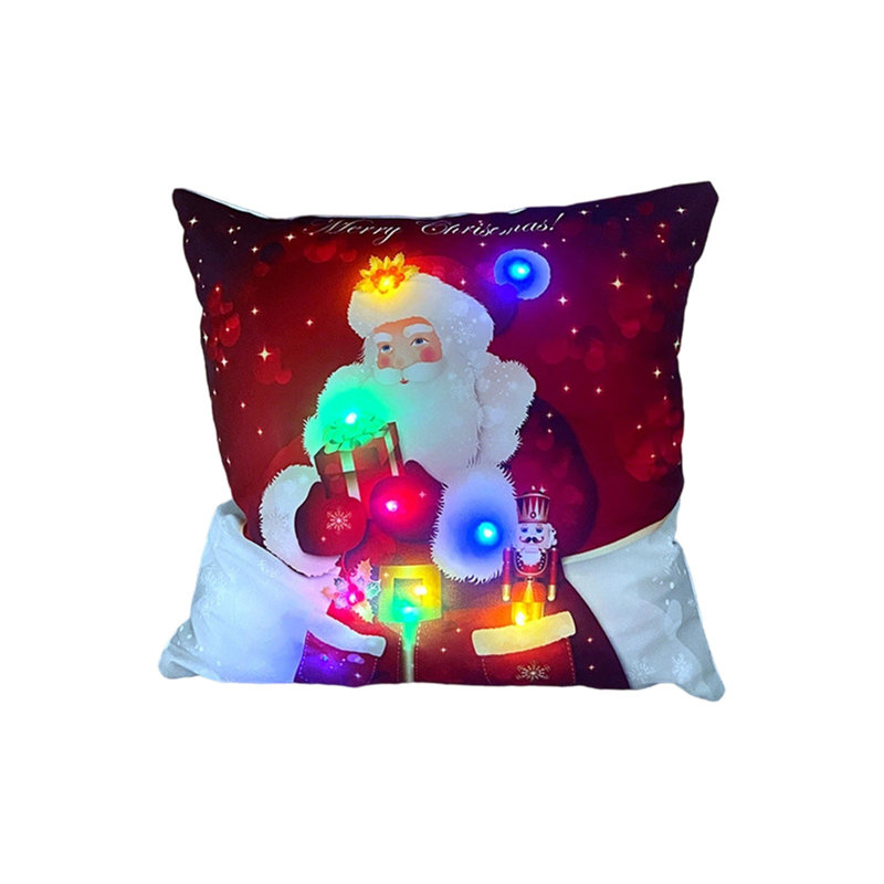 Christmas LED Pillows Holiday Gifts LED Pillows That Can Flash Or Stay On Two Mode Switching Printed Sofa Pillows Cushions Pillowcases