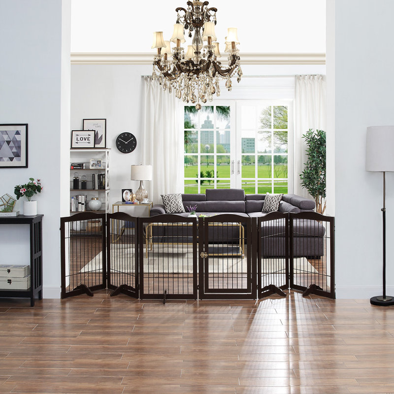 Barrière pour animaux 6 panneaux, Bois foncé