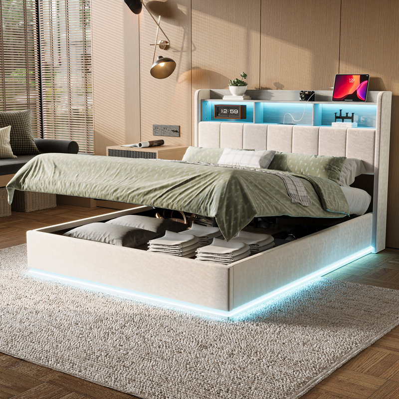 Upholstered Ottoman Storage Bed, European Kingsize (160 x 200 cm)