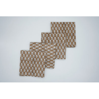 Serviettes de table durables à motif floral de 18 po x 18 po Fabividine, brun Tarangini