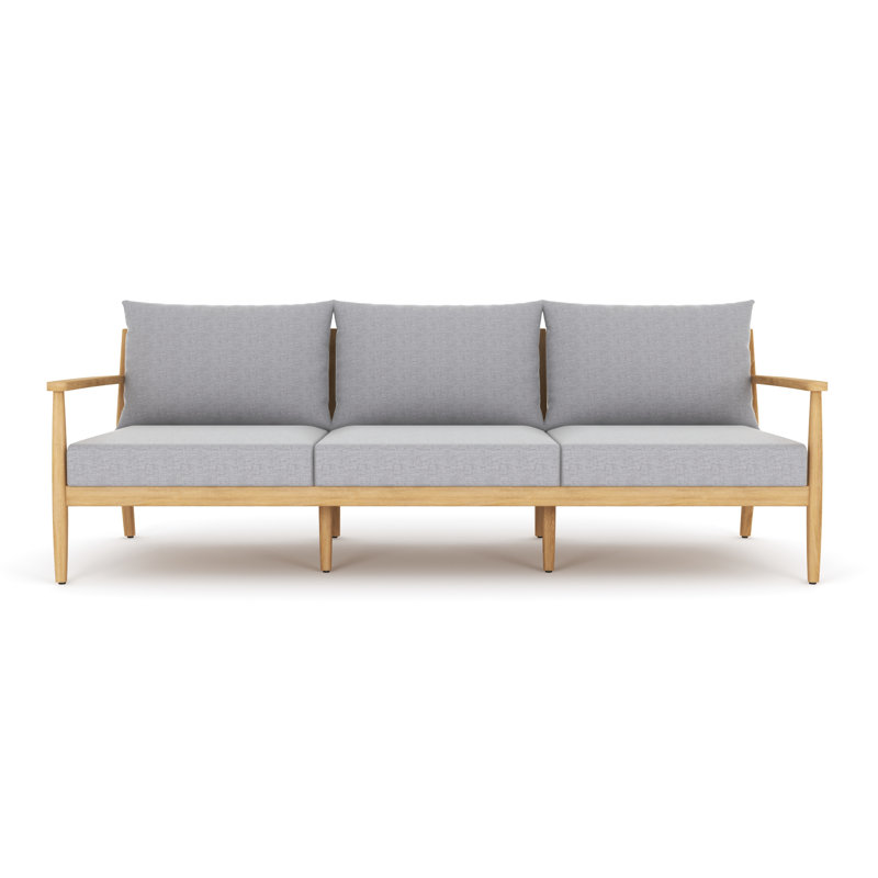 Juniper 85" Teak Sofa, Granite Cushions, Gray