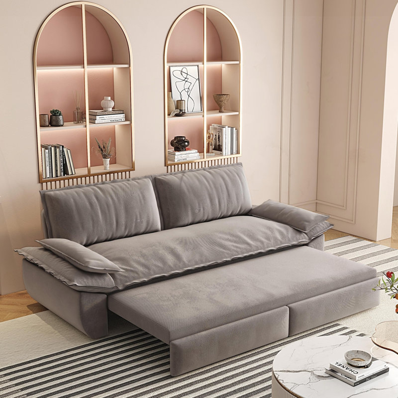 Canapé-lit escamotable grand 73,2 po, H 36 po x l 73,2 po x P 33,1 po, Velours gris velours