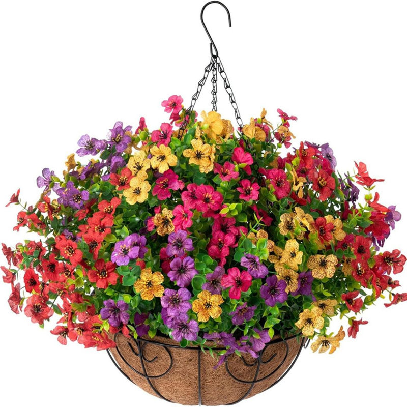 Faux paniers artificiels à fleurs suspendus pour l'extérieur