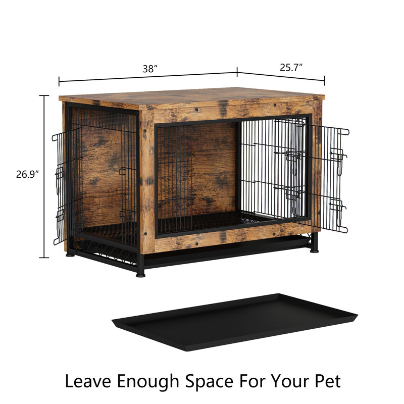 Meuble de cage pour chien, chenil moderne avec plateau amovible polyvalent, niche pour chien à 3 portes