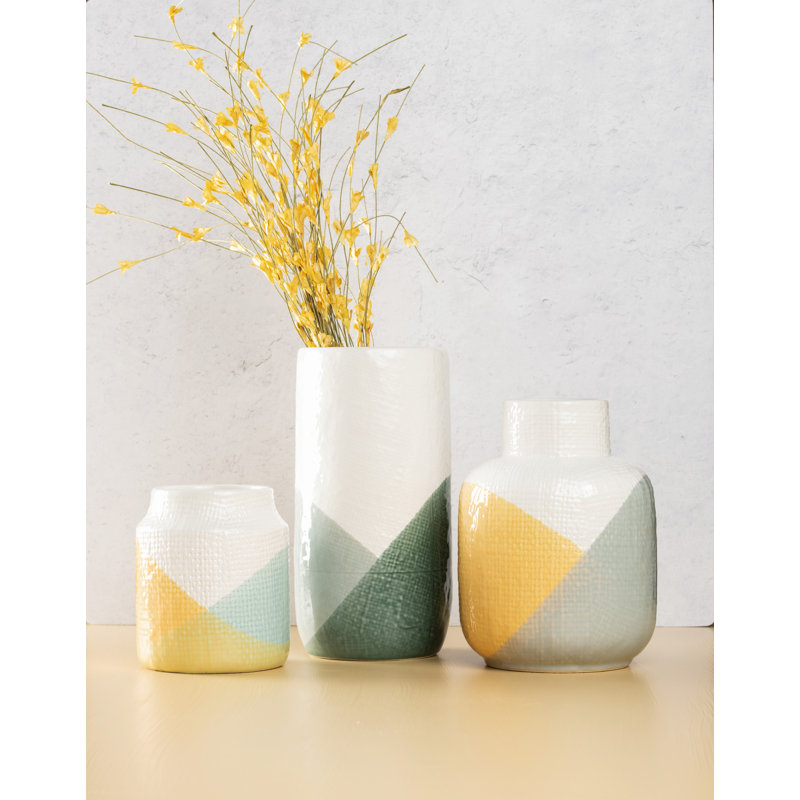 Vase en bloc de couleur blanche 5,63 po