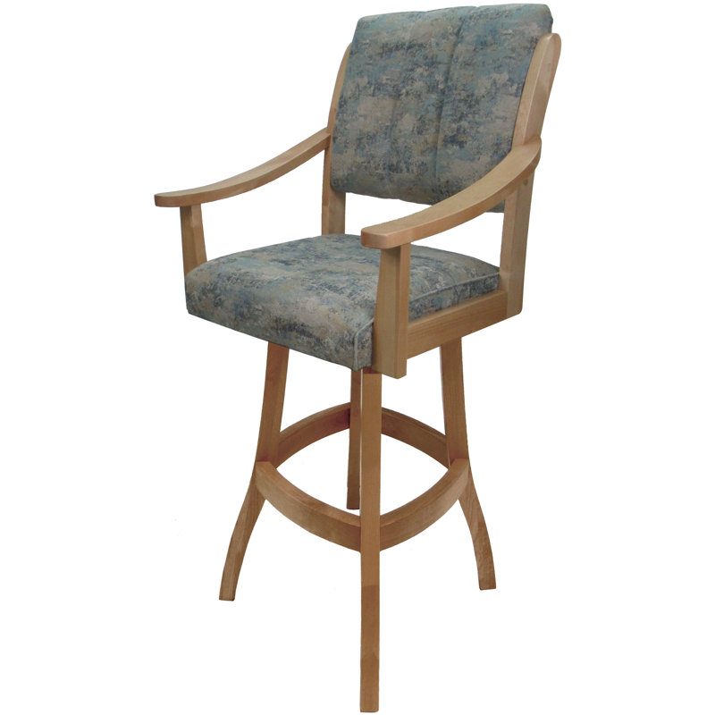 Tabouret de bar pivotant de 30 po en bois massif, Brun clair