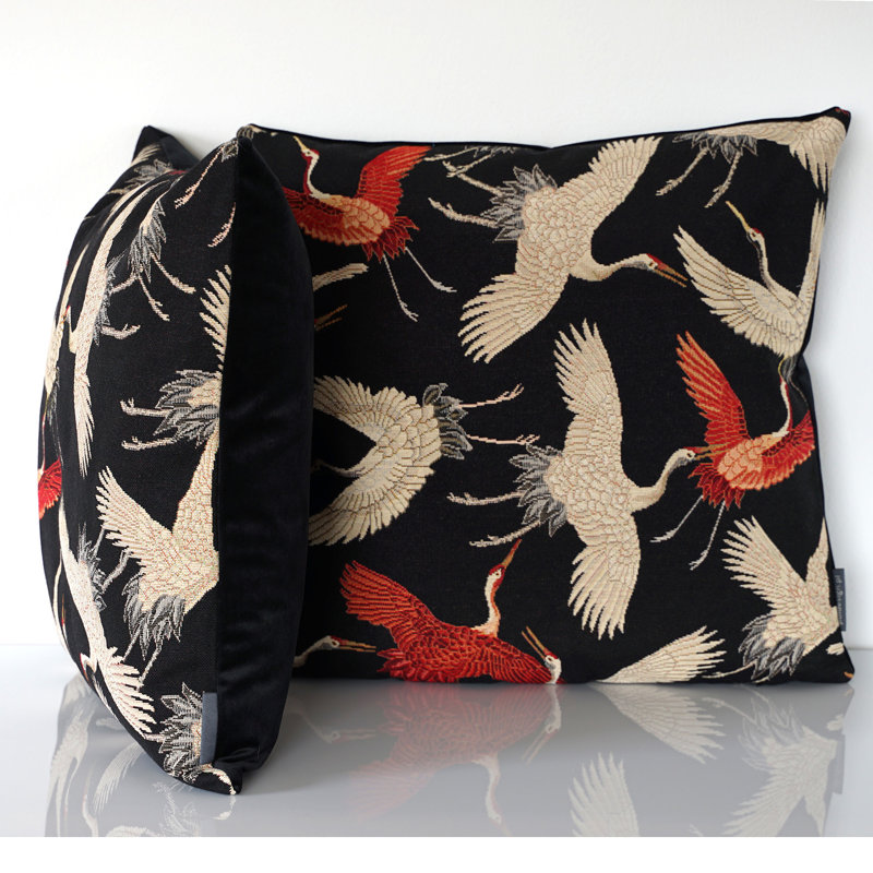 Japanese Crane Square Throw Pillow Cover, 56 cm x 56 cm