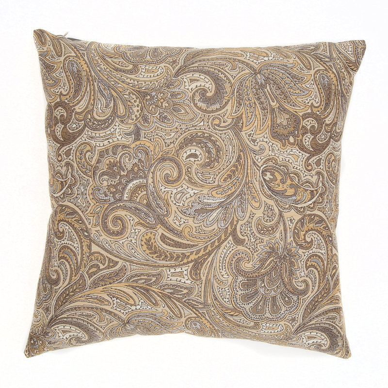 Paisley Feather Throw Pillow, Flaxen