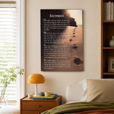 Zapeeitt Footprints In The Sand Christian Poem Motivational Quotes Canvas Art Poster