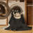 Machine Washable Ozgur Chimpanzee Primate Art Deco Arc Rug in Brown – Beige Binding-1523949731