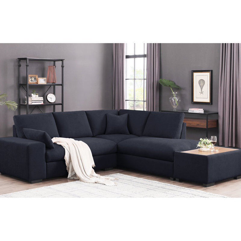 Canapé modulaire gris foncé avec méridienne droite et assise pratique de 100 po de largeur