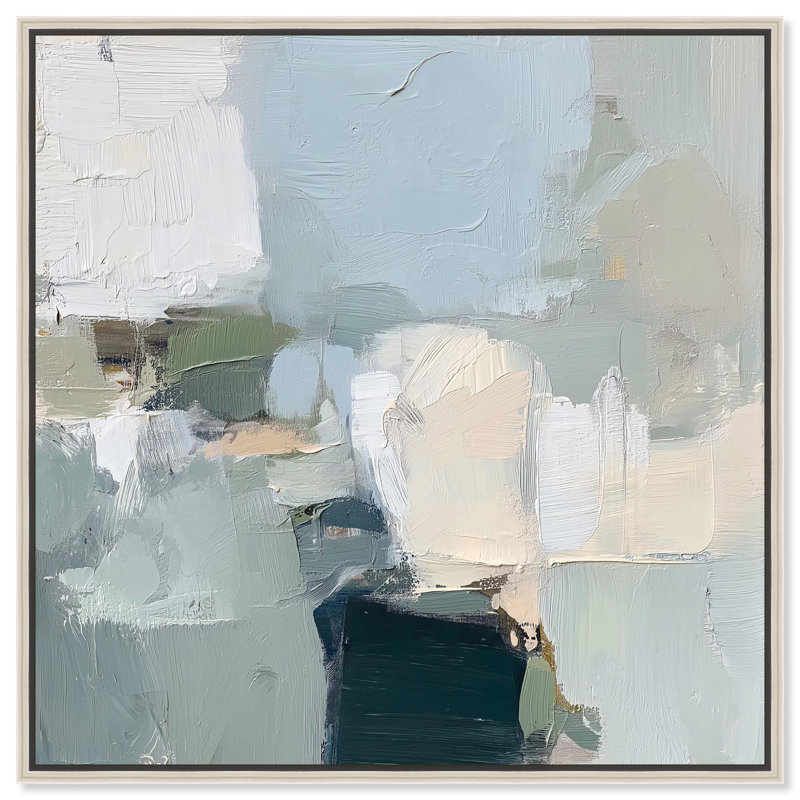 Toile «Seafoam and Sand I» par Art Remedy, H 21 po x l 21 po, Cadre flottant, Noir