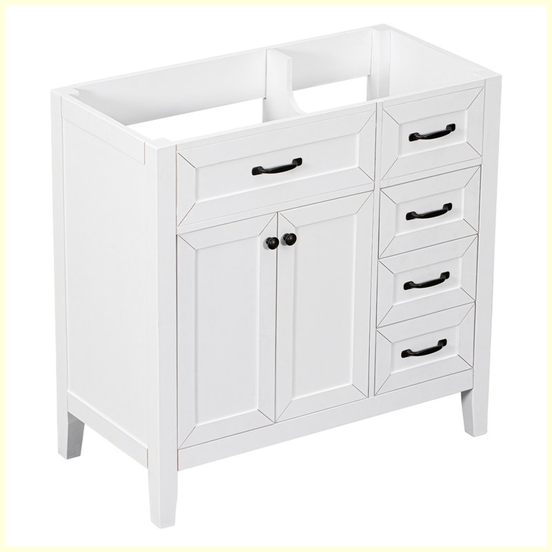 Meuble-lavabo moderne avec armoire et tiroirs, Blanc / Blanc