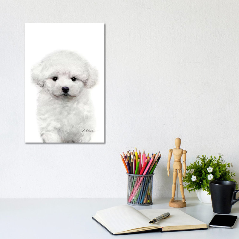 Bichon Frise Puppy by Watercolor Luv - Wrapped Canvas Painting, 30.48cm H x 20.32cm W x 1.91cm D