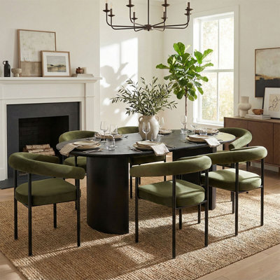 35.5" W x 79" L Oval Restaurant Dining Set