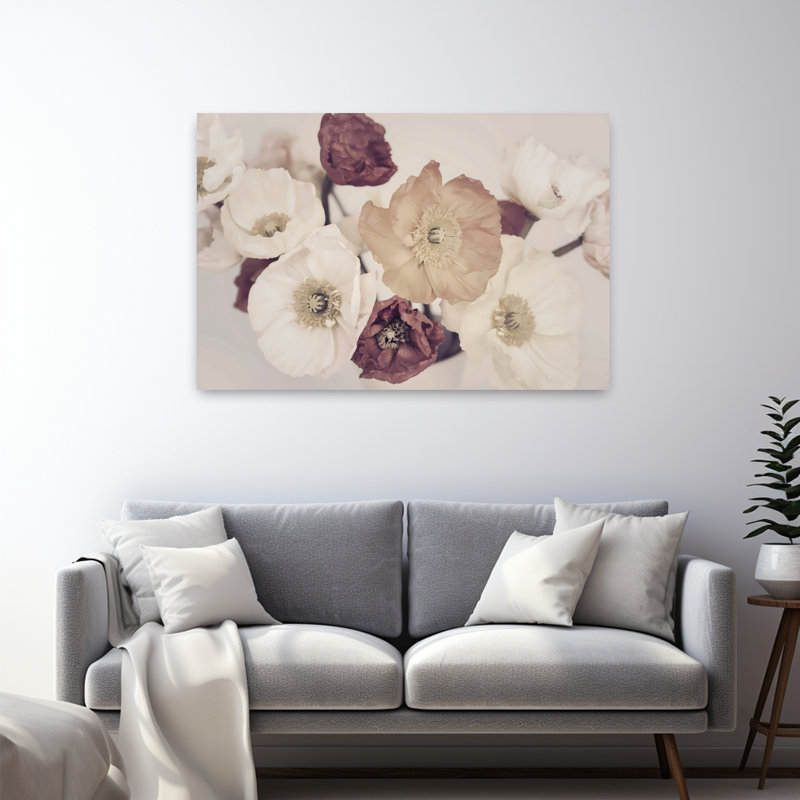 «Open Blooms», art mural abstrait contemporain, H 32 po x l 48 po