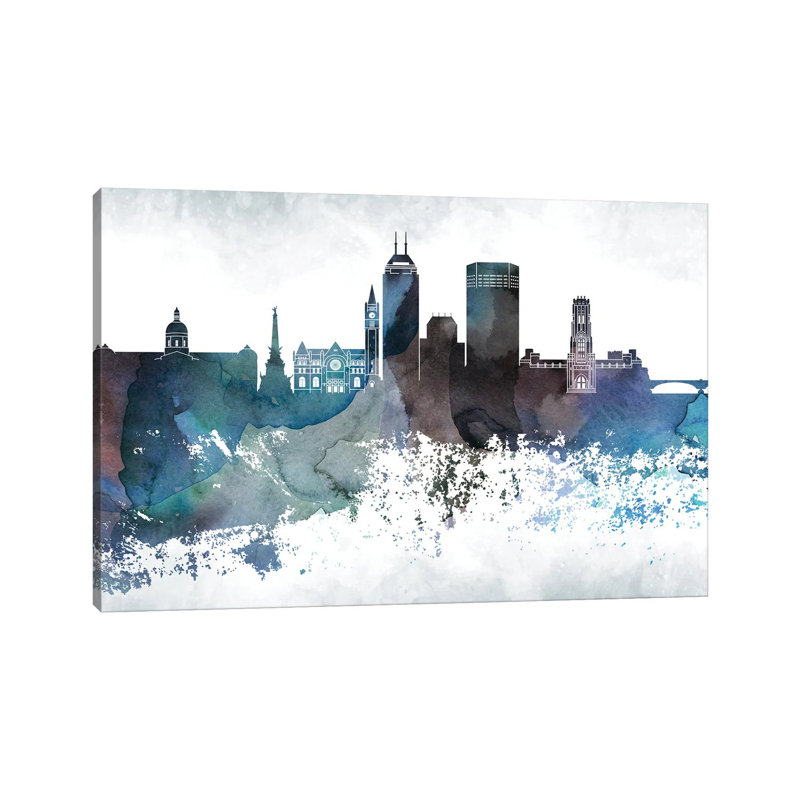 Indianapollis Bluish Skylines - Wrapped Canvas Print, 66.04 cm H x 45.72 cm W