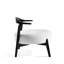 Chaise d'appoint Noel, tissu blanc, coussin rond en mousse, structure en bois noir