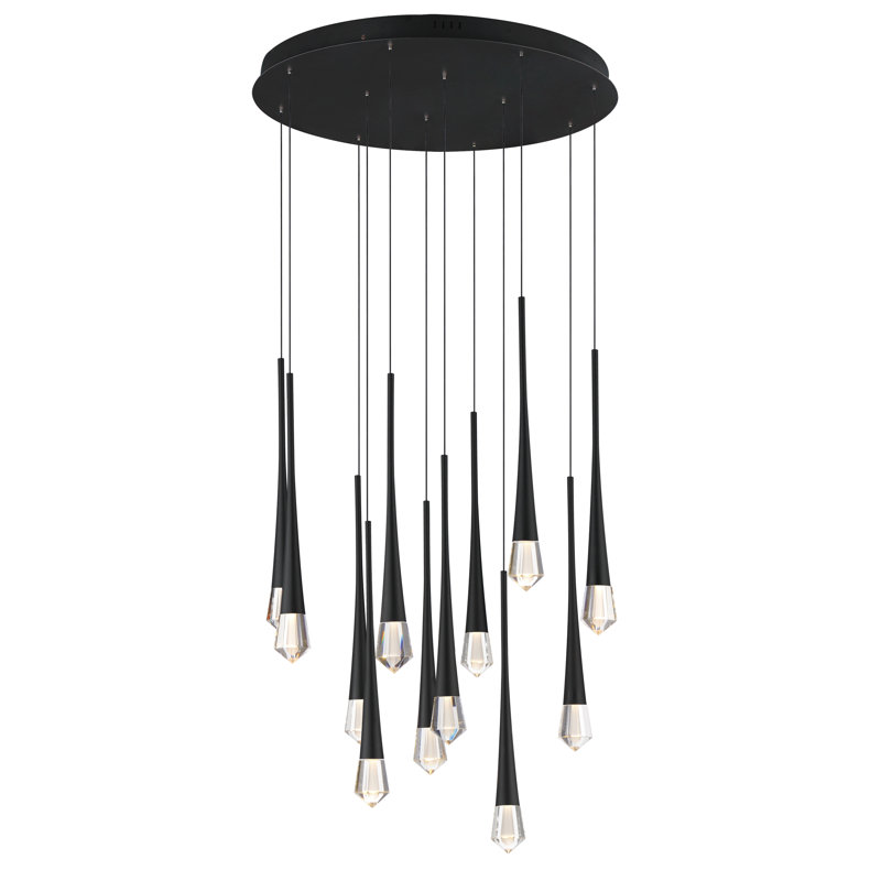 Luminaire suspendu à 12 lumières, Noir